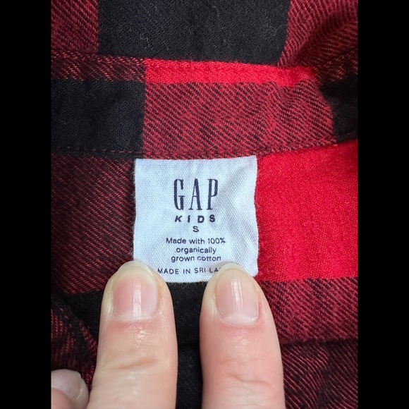 Gap Kids Buffalo Check Button Up Shirt Boys Small Red Black - Picture 2 of 3